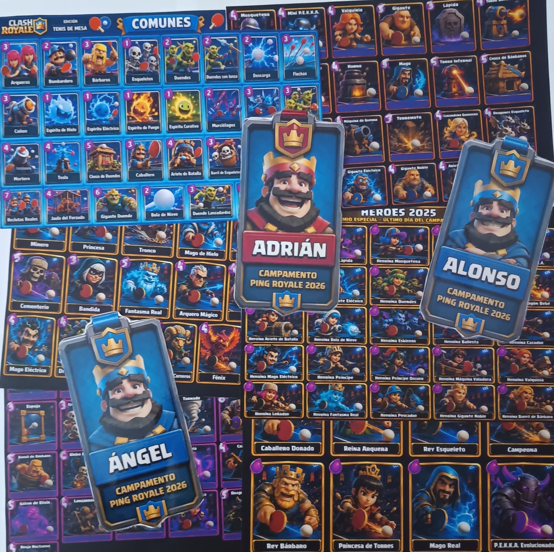 Cartas y placas personalizadas Ping Royale 2026 edición tenis de mesa