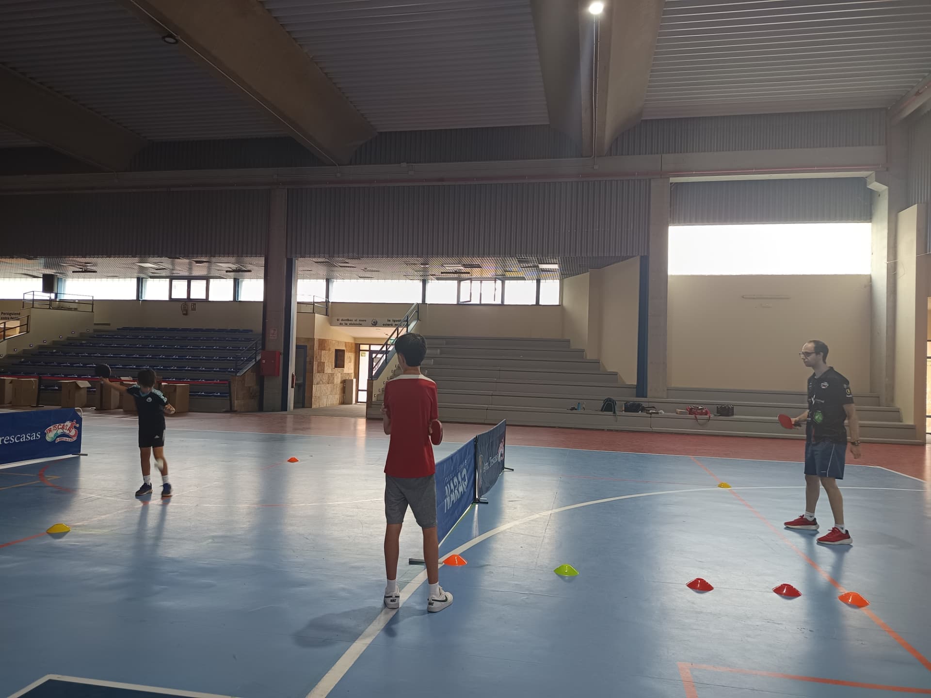 Entrenamiento con conos y red portátil en Ping Royale